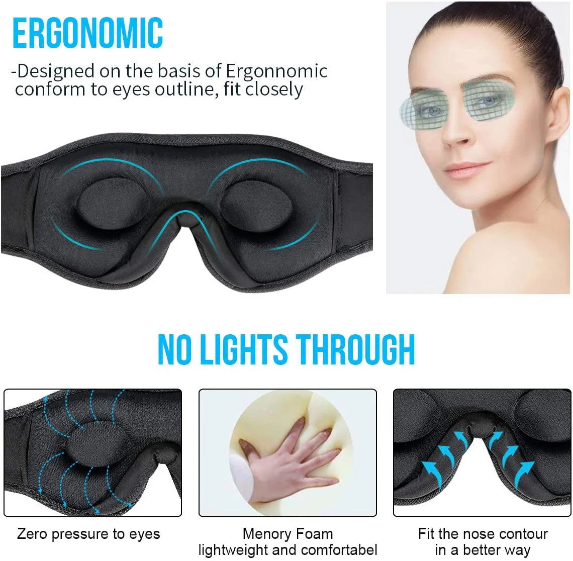 3D Eye Mask Music Play Sleeping Headphones With Built-In HD