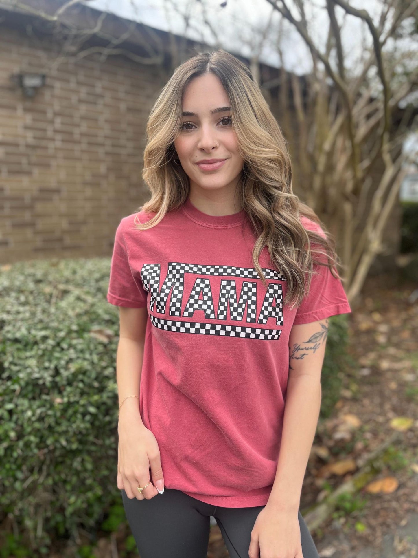 Spring Checkered Mama Tee