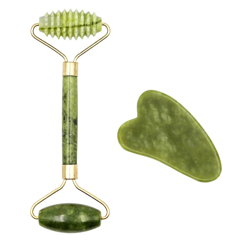 2pcs Massager Set for Face Care Jade Rollers Natural Massage